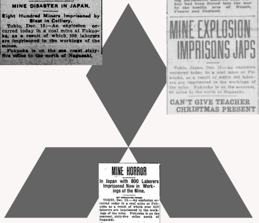Image is of American news coverage of the disaster. By File: Mitsubishi logo.svg. Evening times-Republican. December 15, 1914El Paso herald., December 15, 1914The daily telegram. December 15, 1914 - File: Mitsubishi logo.svg Evening times-Republican. December 15, 1914El Paso herald., December 15, 1914The daily telegram. December 15, 1914, Public Domain, https://commons.wikimedia.org/w/index.php?curid=84934190