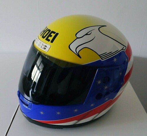 #The helmet i was using at the time of my near death accident; circa 2005.
John kochinski Motogp Legend American Eagle design