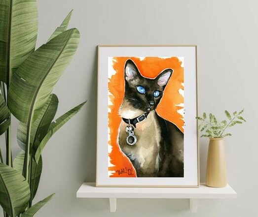 Siamese Cat Painting by Dora Hathazi Mendes.  Art prints available