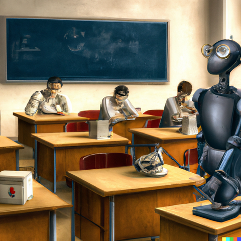 A robot delivering a class