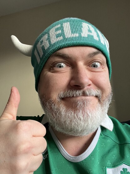 Me in silly Ireland rugby supporter costume.