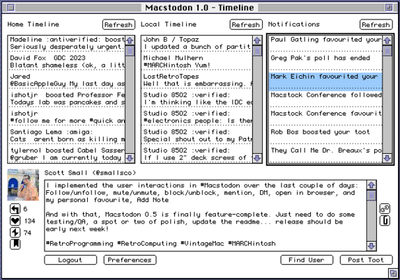 Macstodon 1.0 Timeline Window
