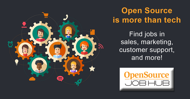 (illustration of people in different cogs) Open Source is more than tech! Find jobs in sales, marketing, customer support, and more! Open Source JobHub