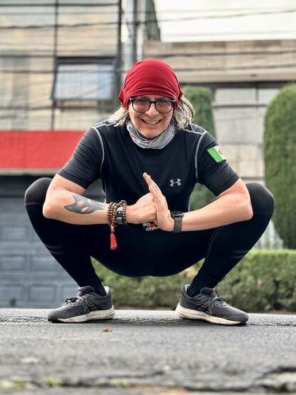 A happy runner after a Friday 8k