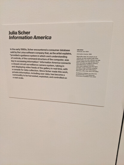 Julia Scher's Information America title card
