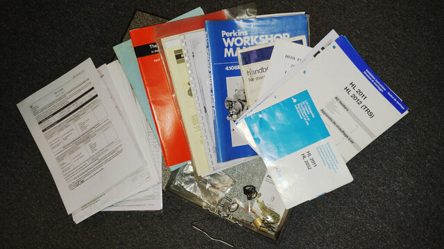 Display of paperwork that came with a second hand boat