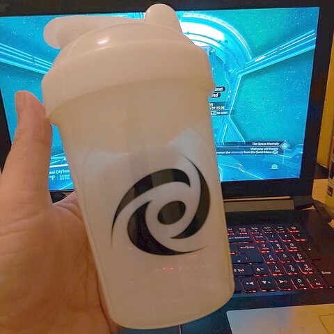 A Glow-in-the-Dark GFuel shaker which I actually got for free at an Insomnia event (i63 I think it was) for buying 2 tubs of GFuel