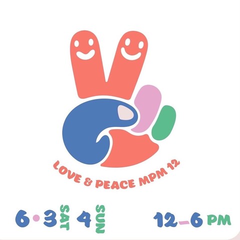 Flier showing mulicolored peace sign illustration with two smiley face  fingers