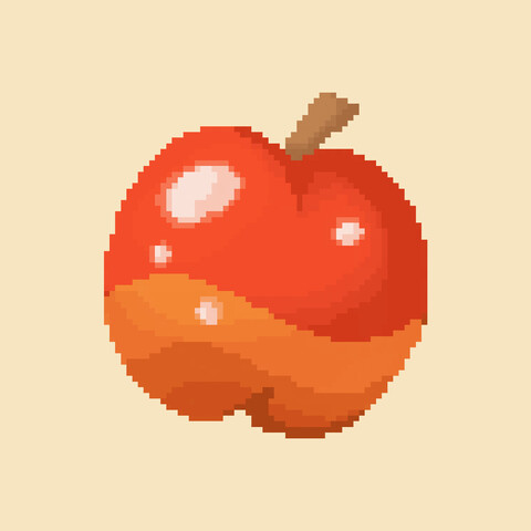 An apple in pixel art style (bigger version)