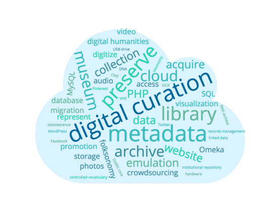Tag cloud of digital curation terms