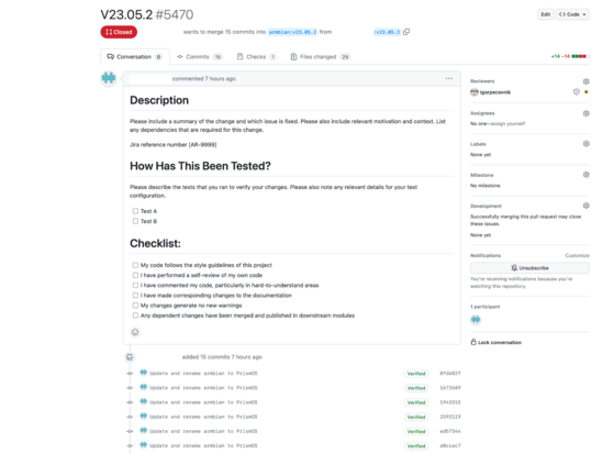 a PR to armbian that only rebrands everything to PrismOS