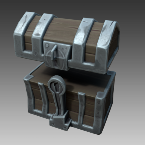 Realtime 3D render of a stylized fantasy treasure chest