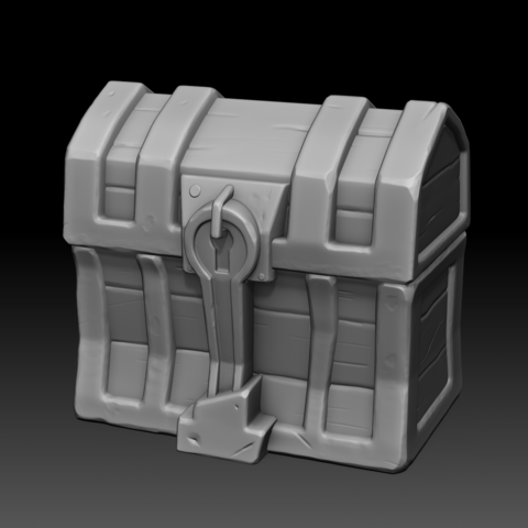 Digital sclupture of a stylized fantasy treasure chest