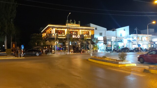 Kallithea at night time, overlooking Café Bar Blu