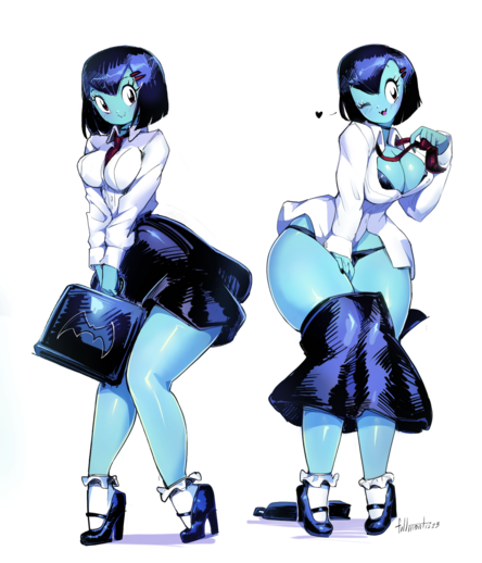 vampire girl in uniform undressing