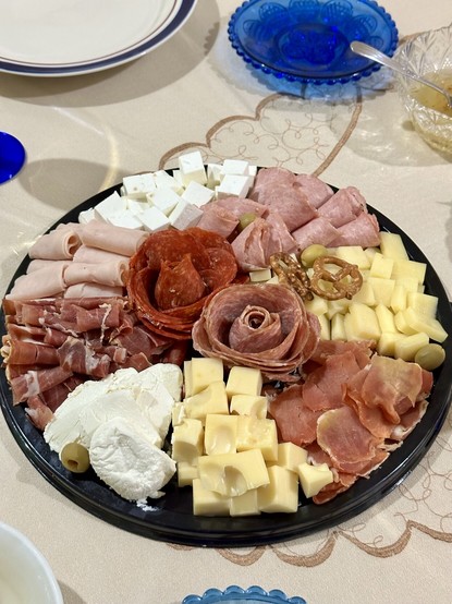 A cheese and charcuterie platter
