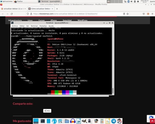 Debian 12 con XFCE.