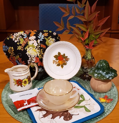 An Autumn tea tableau with Mocha Nut Maté tea from Adagio Teas.