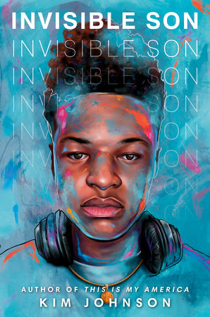 The cover is blue with streaks of purple and red. The face of a black teen is on the front with short black hair and headphones around his neck. His shoulders are seen but part of the blue of the cover.