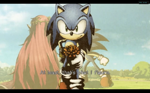 Sonic says: "At least, thats's what I figure"