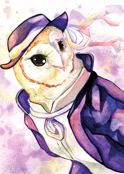 Watercolour owl painting