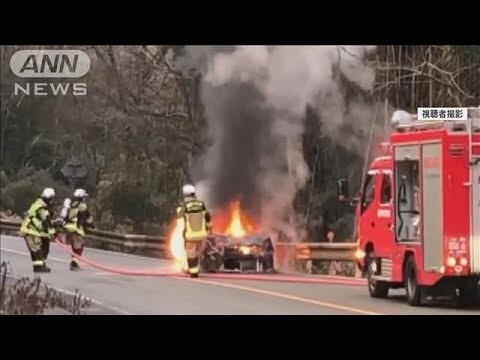 走行中に車“炎上” 運転手は脱出　長野【スーパーJチャンネル】(2025年3月25日)