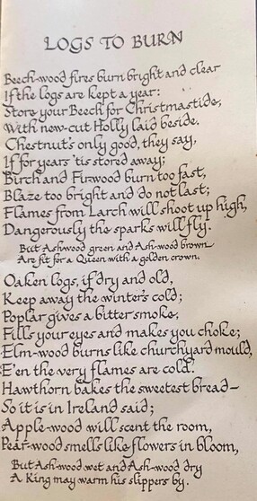 Old English rhyme about which wood species burn best in woodburners. Wood snobbery at its funniest because any log is a good log if you didnâ€™t pay for it.