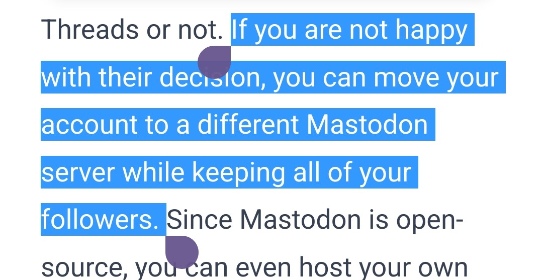 Eugen telling us it's their decision to federate with them like we couldn't do anything, but we could, he just only doesn't want to highlight it, instead he tells us to switch instances if we don't like Threads federating with major Mastodon instances (.social and .online)