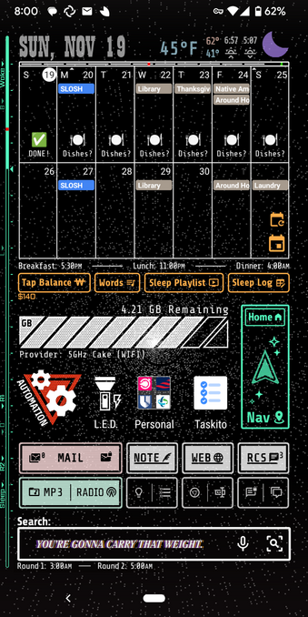 Page 1 of my Sci-fi android home screen