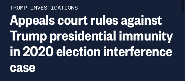Appeals court rules against Trump presidential immunity in 2020 election interference case