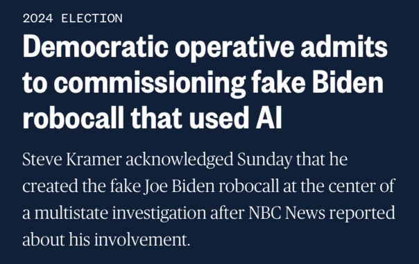 Democratic operative admits to commissioning fake Biden robocall that used AI
Steve Kramer acknowledged Sunday that he created the fake Joe Biden robocall at the center of a multistate investigation after NBC News reported about his involvement