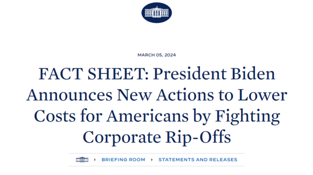 FACT SHEET: President Biden Announces New Actions to Lower Costs for Americans by Fighting Corporate Rip-Offs 