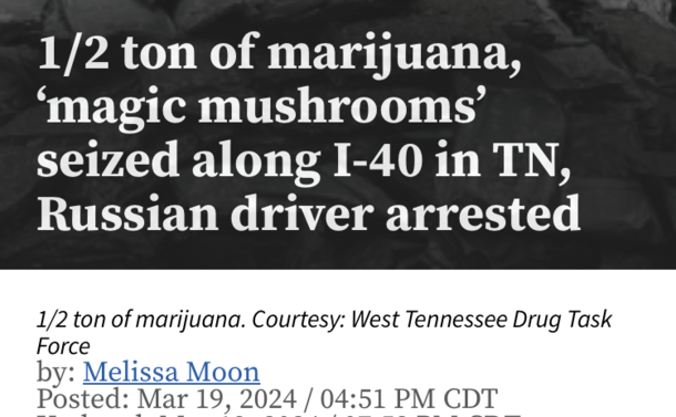 1/2 ton of marijuana, ‘magic mushrooms’ seized along I-40 in TN, Russian driver arrested
1/2 ton of marijuana. Courtesy: West Tennessee Drug Task Force
by: Melissa Moon
Posted: Mar 19, 2024 / 04:51 PM CDT