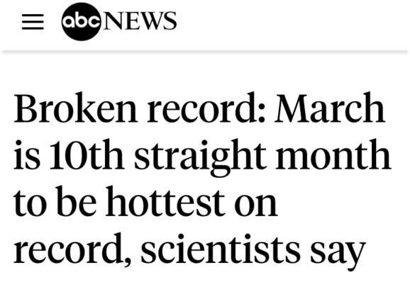 Broken record: March is 10th straight month to be hottest on record, scientists say