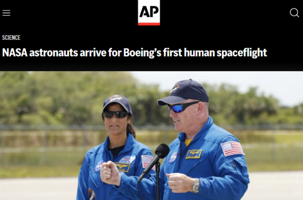AP Science
NASA astronauts arrive for Boeing’s first human spaceflight
NASA astronauts Butch Wilmore, right, and Suni Williams speak to the media after they arrived at the Kennedy Space Center, Thursday, April 25, 2024, in Cape Canaveral, Fla. The two test pilots will launch aboard Boeing's Starliner capsule atop an Atlas rocket to the International Space Station, scheduled for liftoff on May 6, 2024. (AP Photo/Terry Renna)