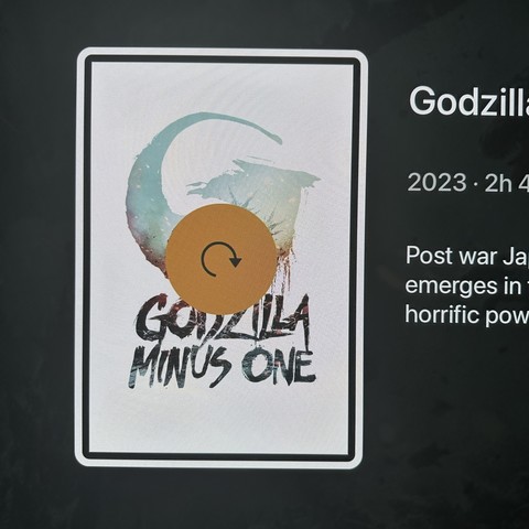 The Godzilla minus one artwork as it appears in Plex. There is a brushstroke/calligraphic ‘G’. 