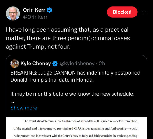 I can’t roll my eyes enough.

Conservative legal thinking has become nothing but excuse making for billionaire donors. And that includes Orin Kerr