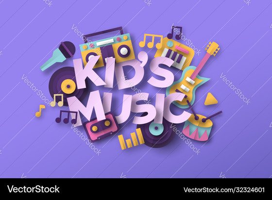 toy music kid music quote with papercut musical toy vector 32324601