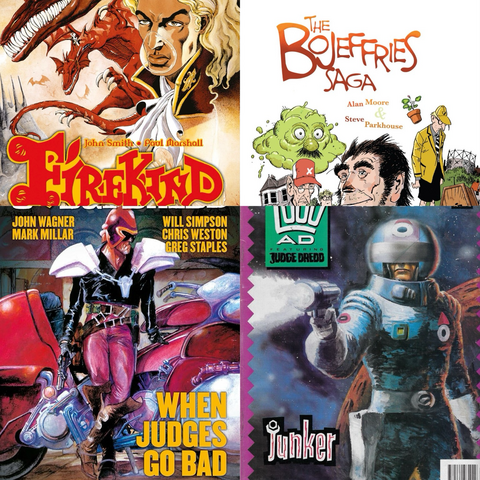 Four comic book covers to advertise the next episode of my podcast. 