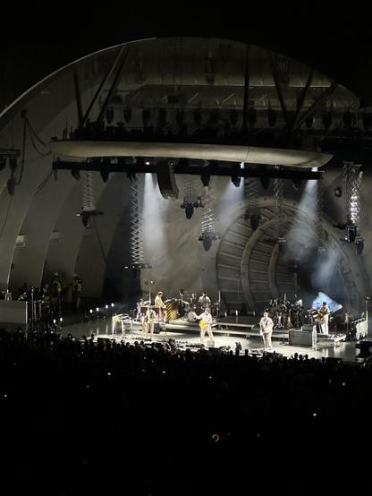 A photo of Vampire Weekend in concert at the Hollywood Bowl. 