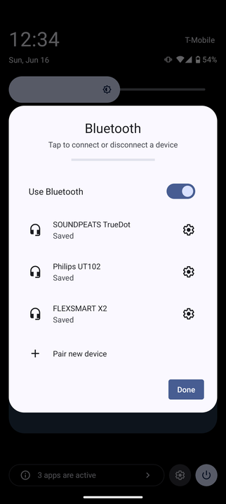 A screen shot of the Bluetooth menu on a Google pixel 8. There are some paired devices but the focus is on the square 
