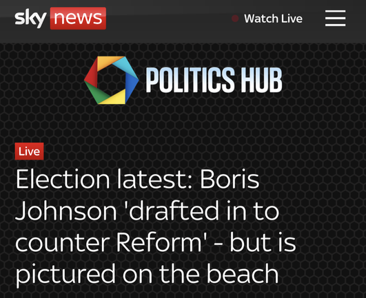 Screenshot of a Sky News headline. The headline reads: 