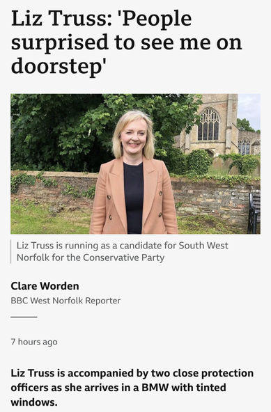 Image of Liz Truss with a headline reading 