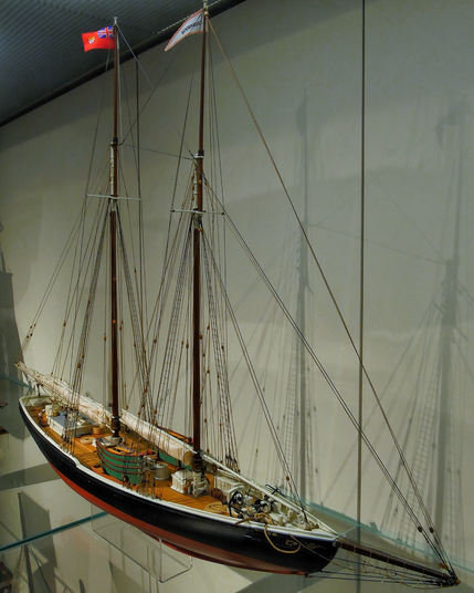 Scale model on the Bluenose sailing boat.