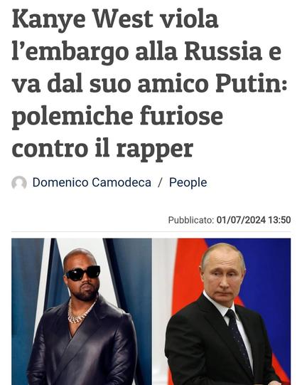 Kanye West in Russia a trovare l'amico Putin