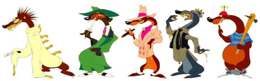The Toon Patrol weasels (Psyco, Greasy, Smart-ass, Wheezy, and Stupid) from 