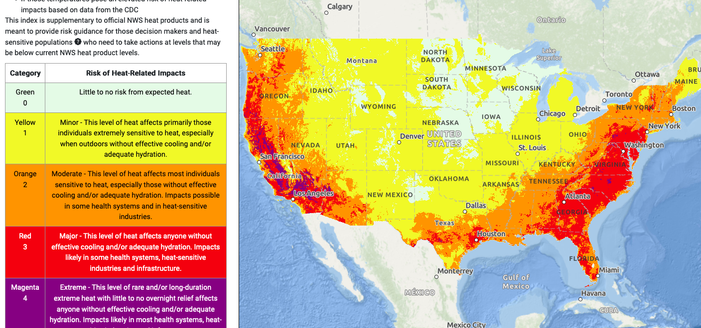 NWS heat risk map for July 5, 2024 shows widespread, dangerous heat

for more info go to https://www.wpc.ncep.noaa.gov/heatrisk/