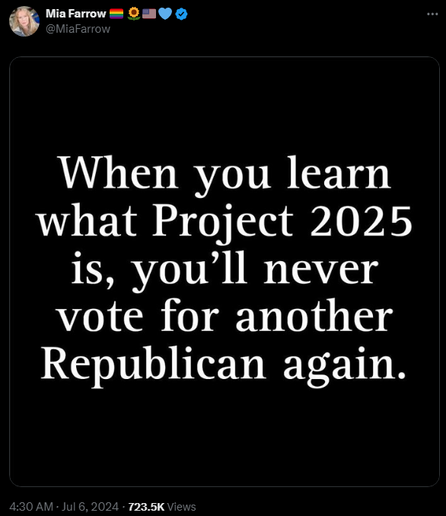 When you learn what Project 2025 is, you’ll never vote for another Republican again. 