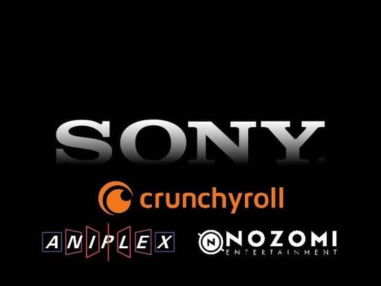The Sony logo, larger than the logos for Crunchyroll, Aniplex, and Nozomi Entertainment, signifying that Sony is the parent company of the latter three companies