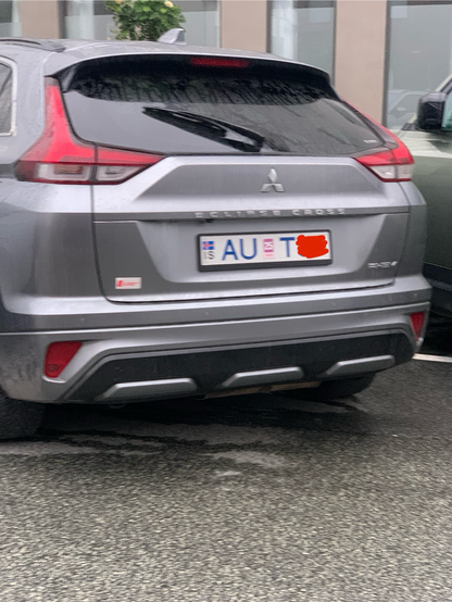 Rear licence plate of an Icelandic car, saying 